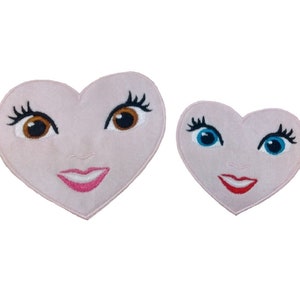 1 x Matryoshka Doll Face Heart Shaped Embroidered Patch Motif