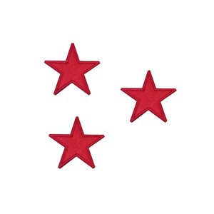 May include: Three red felt stars with a five-pointed design.