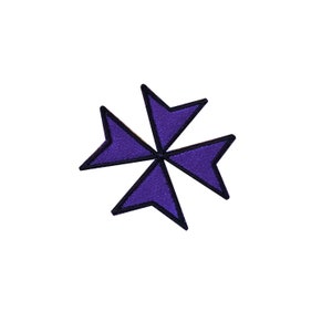 May include: Purple embroidered cross with a black outline.