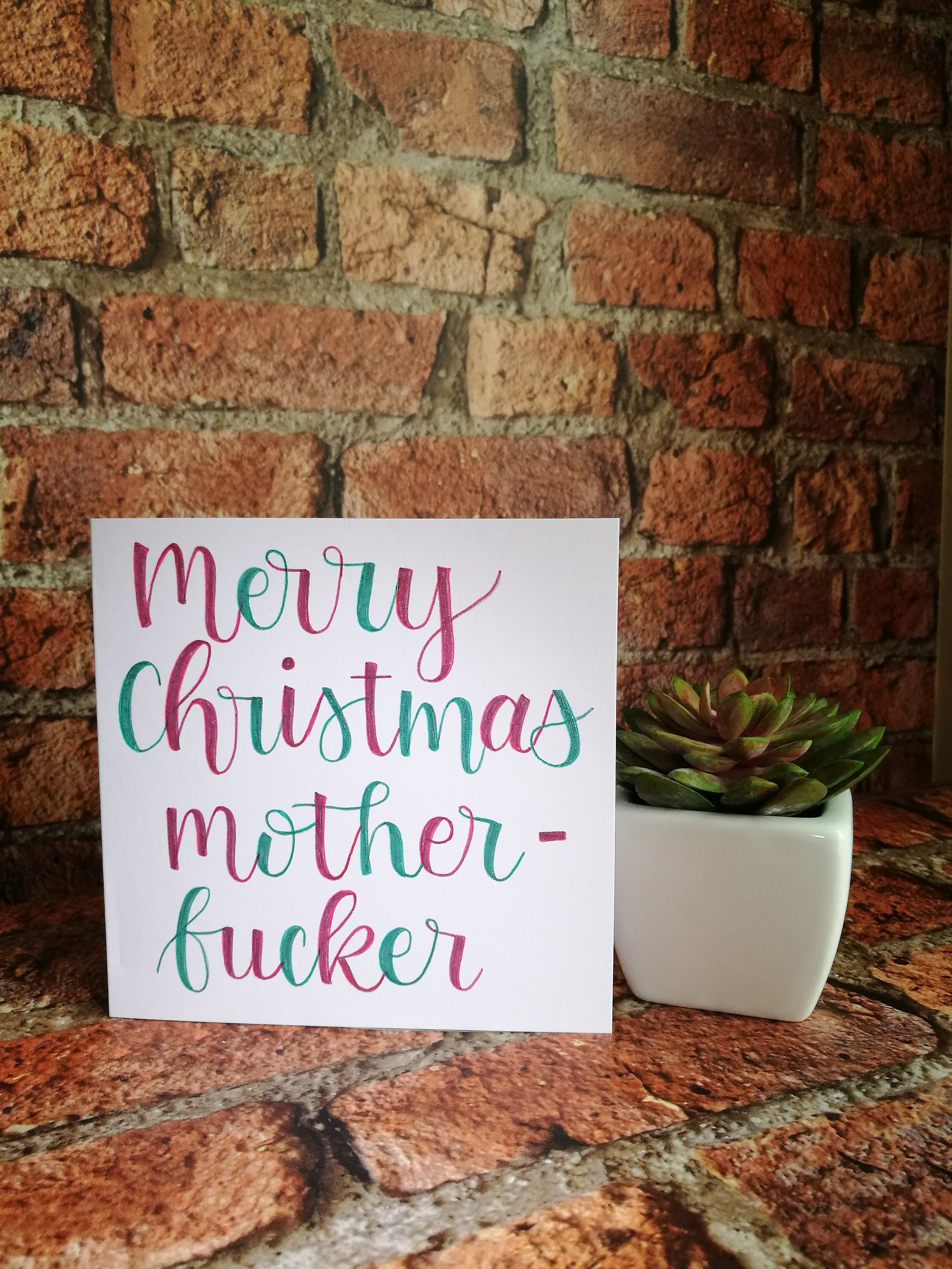 Merry Christmas Motherfucker. Handmade Christmas Card. Adult - Etsy
