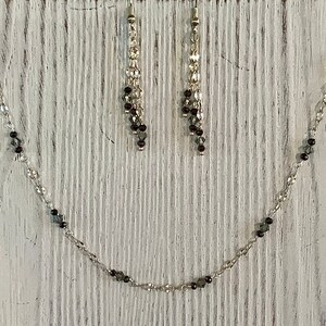 Birthstone--December: Swarovski tanzanite crystals, faceted Chinese crystals, silver plated chain w/ matching earrings—N374
