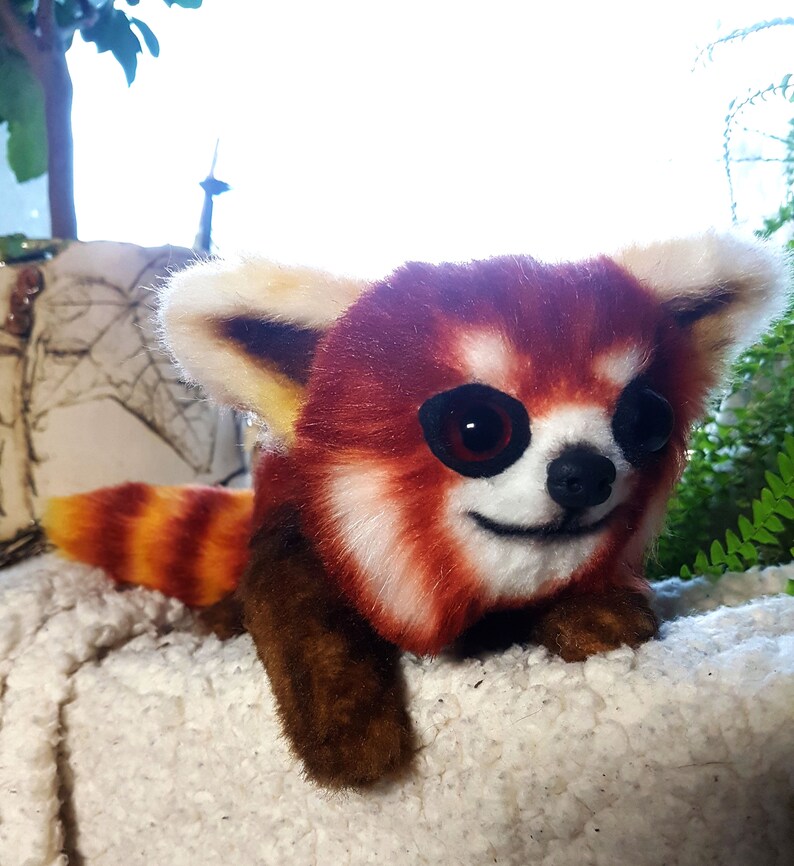 OOAK Red Panda plushie art toy. Small Handmade animal plush | Etsy