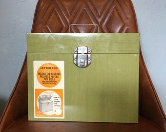 Vintage Green Metal File-A-Way Box