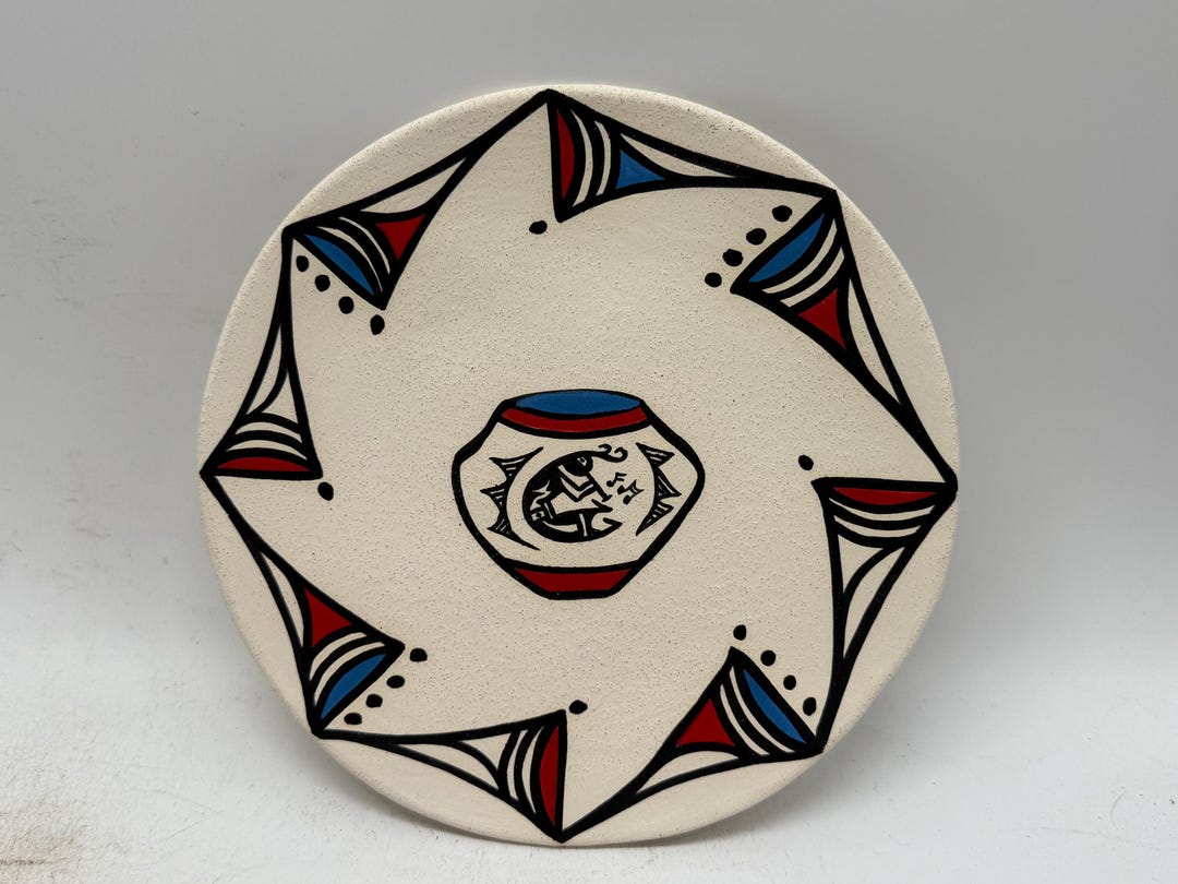 Native American Acoma Pottery Plate Bear Routzen - Etsy