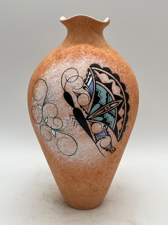 Native American Zuni Pottery Vase Tony Lorenzo - Etsy