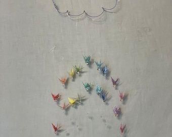 Miniature Rainbow and Cloud Mobile