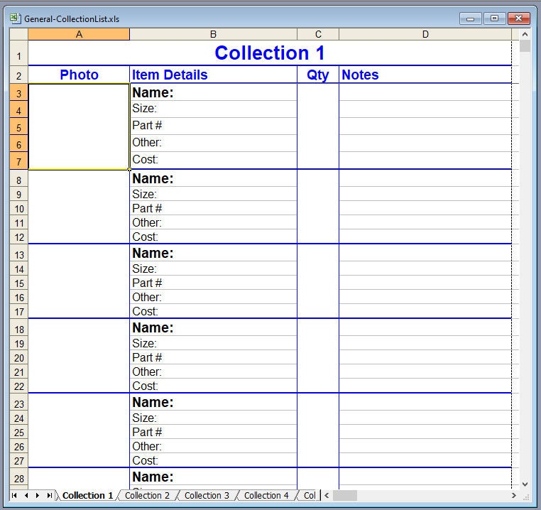 Collections Inventory Spreadsheet: Track 10 Collections (excel ...