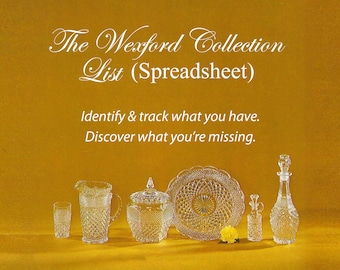 Hoja de cálculo de la colección de cristalería de Wexford: seguimiento de inventario (Excel y Numbers, compatible con dispositivos móviles, descarga digital)