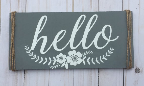 Hello Sign With Gray Background - Etsy