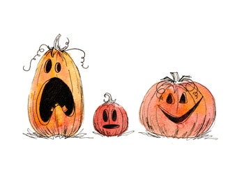 Watercolor Jack-O-Lantern Art Print