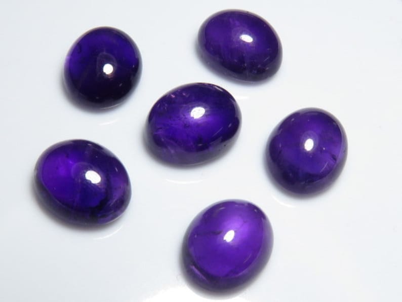 Natural Purple Color Ameythyst Wholesale Price Lot Good Quality Pcs 8 Size 10x12 mm Oval Shape Cabochon