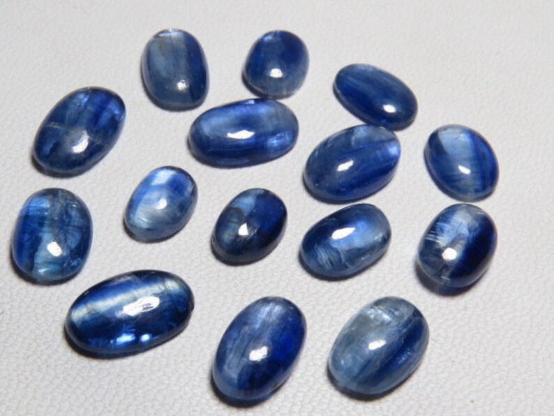 Pcs 15 Natural Blue Color Oval Shape Cabochon Kyanite Good Quality Wholesale Price Lot Size 6x8.5-7x11 mm