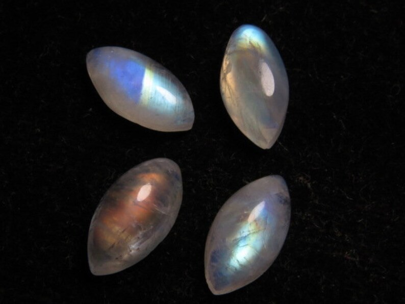 Good Quality Wholesale Price Lot Size 5x10 mm Rainbow Moonstone Rainbow Mix Strong Flash Fire Cabochon Pcs 4 Pear Shape