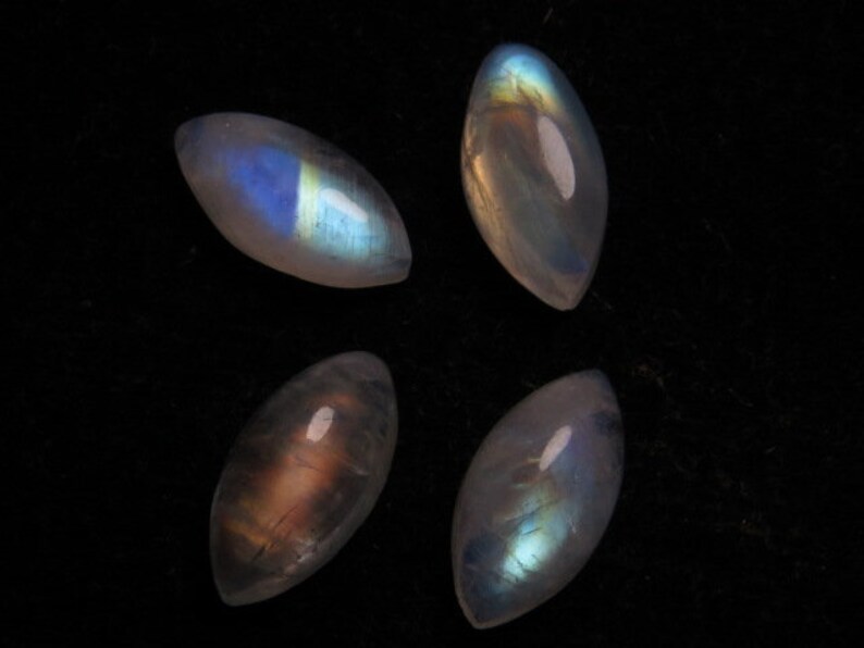 Good Quality Wholesale Price Lot Size 5x10 mm Rainbow Moonstone Rainbow Mix Strong Flash Fire Cabochon Pcs 4 Pear Shape
