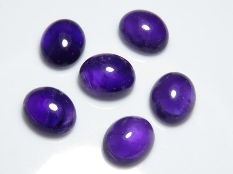 Natural Purple Color Ameythyst Wholesale Price Lot Good Quality Pcs 8 Size 10x12 mm Oval Shape Cabochon