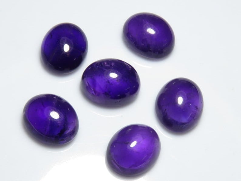 Natural Purple Color Ameythyst Wholesale Price Lot Good Quality Pcs 8 Size 10x12 mm Oval Shape Cabochon