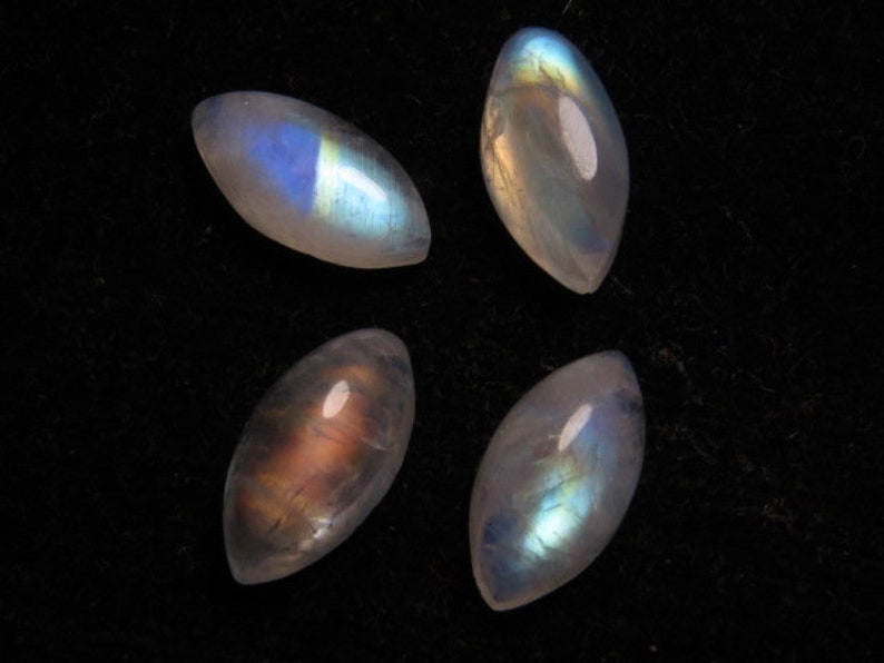 Good Quality Wholesale Price Lot Size 5x10 mm Rainbow Moonstone Rainbow Mix Strong Flash Fire Cabochon Pcs 4 Pear Shape