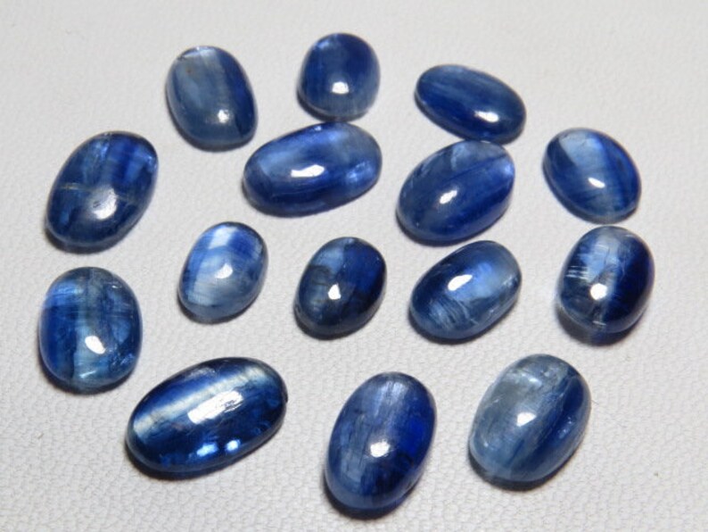 Pcs 15 Natural Blue Color Oval Shape Cabochon Kyanite Good Quality Wholesale Price Lot Size 6x8.5-7x11 mm