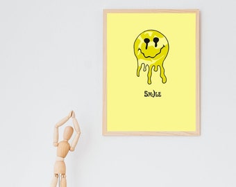 Graphic Design Digital Printable Artwork, Outline Print, Downloadable Art, PRINTABLE wall art, Digital Print, Smiley Face Art