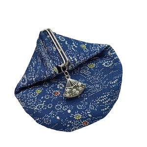 Blue Floral Japanese Kimono Coin Purse | Unique | OOAK