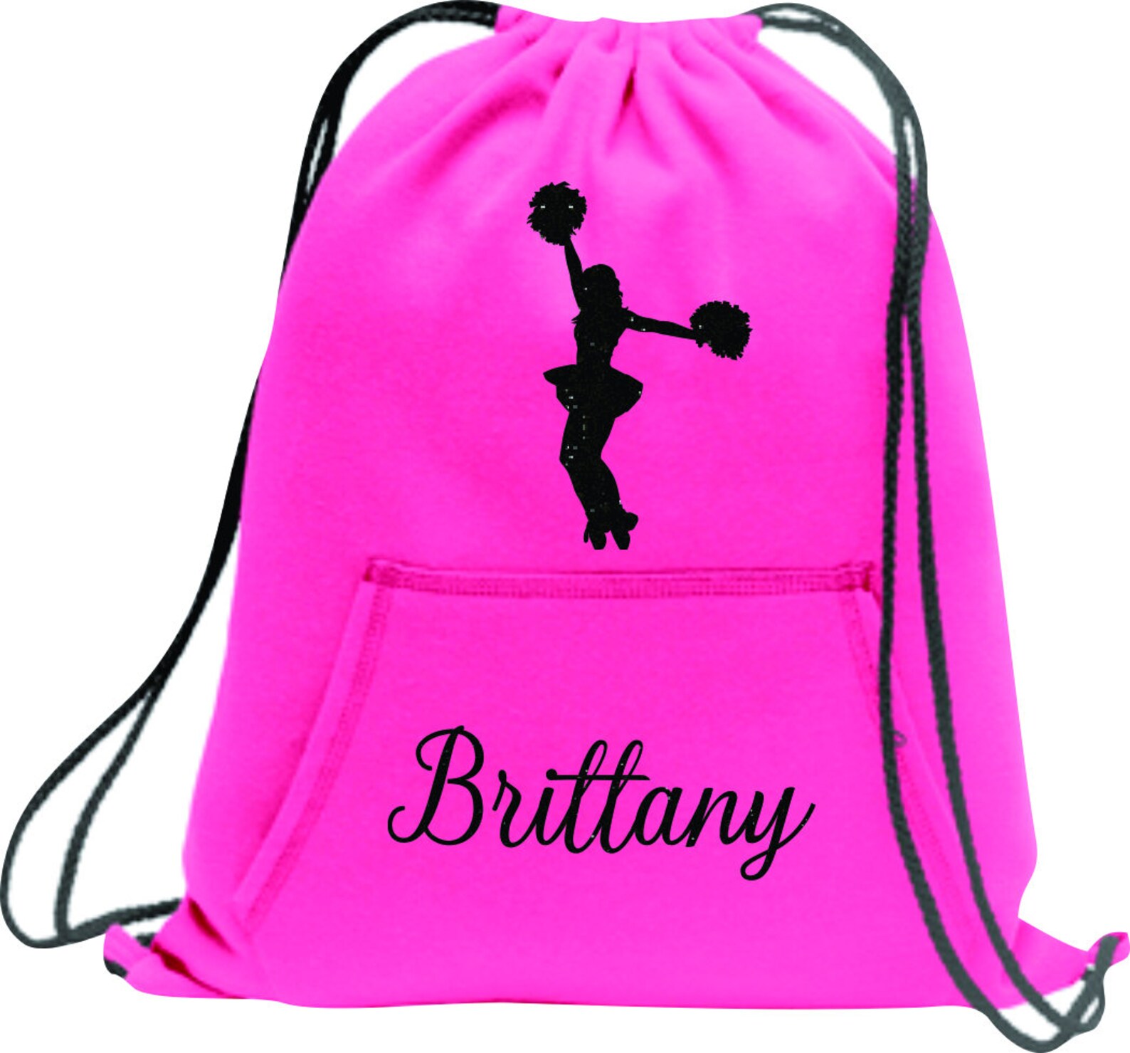 Custom Cheer Cinch Bag personalized with name done in Glitter. Etsy