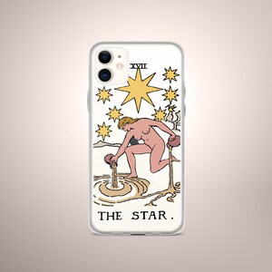 iPhone-hoesje The Star Tarot Card - Mystic Witchy Design - Telefoonhoesje - Flexibele transparante siliconenhoes voor iPhone - Uniek modern cadeau voor haar hem