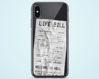 Life Bill Ticket - Funny iPhone Case - Fun Meme Unique -  Clear Case for iPhone 15 14 Pro - Unique Phone Case Gift Her Him