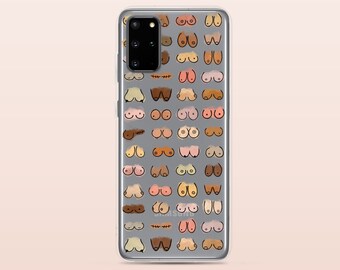 Funda transparente para teléfono con diseño de tetas: regalo feminista