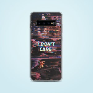 Kan me niet schelen - modern futuristisch - esthetisch telefoonhoesje met glitchy-effect - doorzichtig hoesje voor iPhone 15 14 Pro - uniek telefoonhoesje cadeau haar hem
