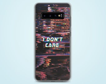 I don't Care - Modern Futuristic - Aesthetic Glitchy Effect Phone Case -  Clear Case for iPhone 15 14 Pro - Unique Phone Case Gift Her Him