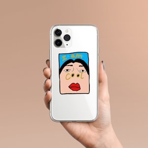 私はクールで面白いイラスト - 楽しいミームの電話ケース - iPhone 15 14 Pro用クリアケース - 彼女や彼へのユニークな電話ケースギフト