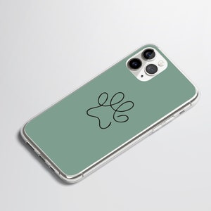 Cute Dog Paw Line Art - Custom Color Options - Dog Lovers -  Clear Case for iPhone 15 Pro 14 Plus 12 Pro - Unique Phone Case Gift Her Him