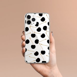 Black Cherries Clear Case - Aesthetic Phone Case - Flexible iPhone Samsung Silicone Covers - Unique Phone Case