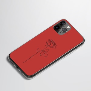 Aesthetic Classy Rose One Line Art - Color Options - Romantic Symbol -  Clear Case for iPhone 15 14 Pro - Unique Phone Case Gift Her Him