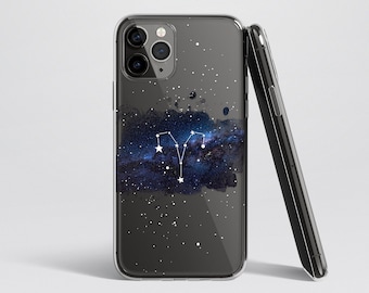 Coque pour téléphone Bélier signe du zodiaque Galaxy coque de téléphone pour iPhone coque transparente Horoscope pour iPhone 15 14 13 12 Pro Max coque de téléphone unique cadeau elle lui