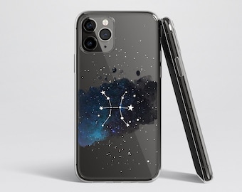 Coque de téléphone Poissons signe du zodiaque Galaxy coque de téléphone iPhone coque transparente Horoscope iPhone 15 coque 14 13 12 Pro Max coque de téléphone unique cadeau elle lui