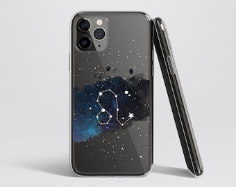 Lion coque de téléphone signe du zodiaque Galaxy coque de téléphone iPhone coque transparente Horoscope iPhone 15 coque 14 13 12 11 Pro Max coque de téléphone unique cadeau elle lui