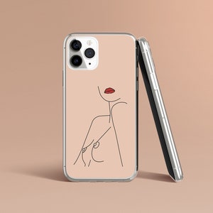 Sexy Topless Female Body Line Art - Color Options - Feminism Classy -  Clear Case for iPhone 15 14 Pro - Unique Phone Case Gift Her Him