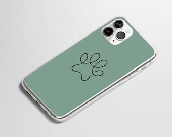 Cute Dog Paw Line Art - Custom Color Options - Dog Lovers -  Clear Case for iPhone 15 Pro 14 Plus 12 Pro - Unique Phone Case Gift Her Him