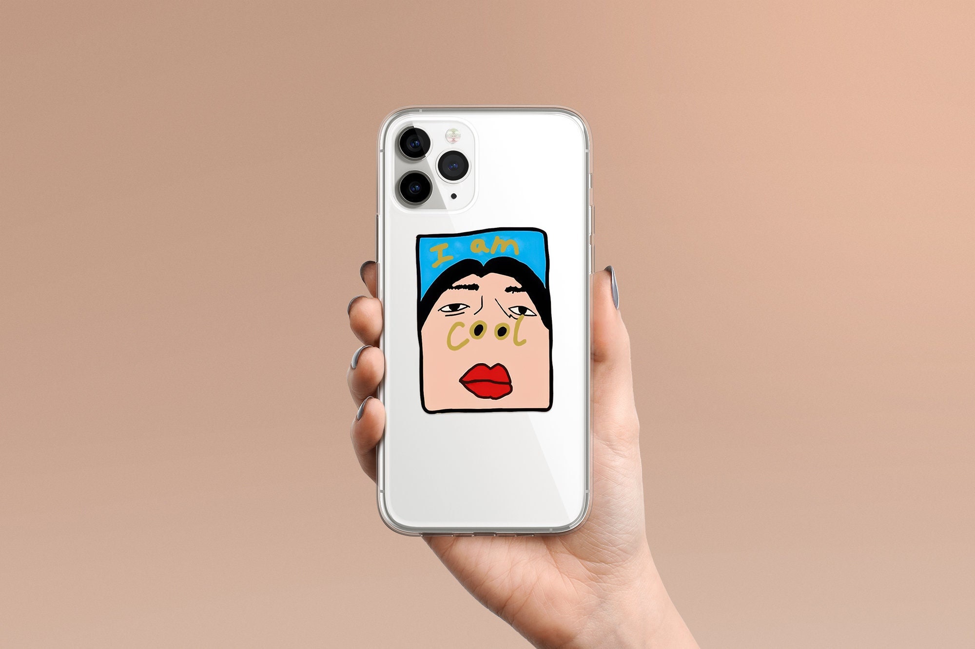 I Am Cool Funny Illustration Fun Meme Phone Case Clear Case for
