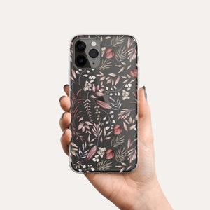 Red Wild Flowers Phone Case - Elegant Floral Design - Clear Silicone Case for iPhone 15 14 Plus 13 Pro Max 12 Mini Samsung Galaxy S22 Ultra