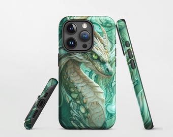Green Marble Dragon - Phone Case for iPhone 15 14 13 12 11 Pro Max Mini - Tough Case for Samsung Galaxy S24 23 22 - Unique Gift for Him Her