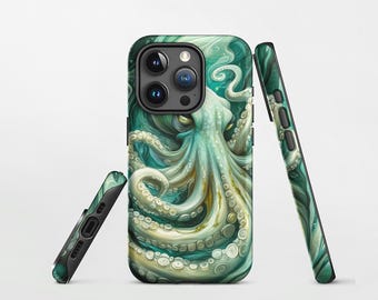 Jade Marble Octopus - Phone Case for iPhone 15 14 13 12 11 Pro Max Mini - Tough Case for Samsung Galaxy S24 23 22 - Unique Gift for Him Her