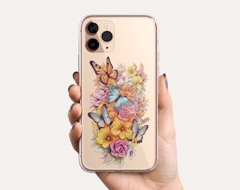 Vintage Butterfly Floral Clear Phone Case