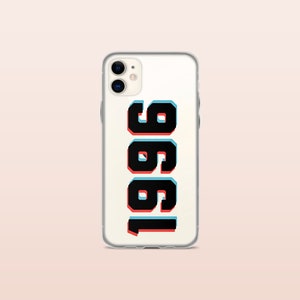May include: A clear phone case with a black 1991 design. The numbers are in a 3D style with red, blue, and white accents.