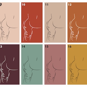 Puede incluir: Un conjunto de 8 impresiones de arte digital que presentan un dibujo de l&iacute;nea de una pareja en un abrazo rom&aacute;ntico. Las impresiones est&aacute;n disponibles en una variedad de colores, incluyendo melocot&oacute;n, rojo, marr&oacute;n, verde, rosa y amarillo.