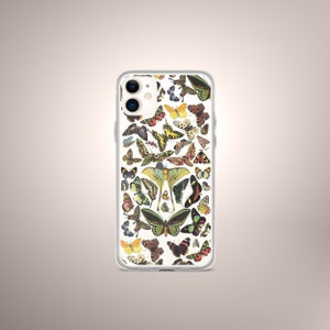 Vintage Butterflies Collage - Retro Botanic Old School Design -  Clear Case for iPhone 15 14 Pro - Unique Phone Case Gift Her Him