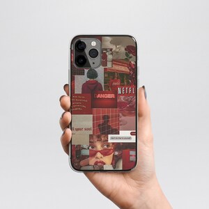 Red Aesthetic Collage - Vintage Vibes - Sexy Lips - Sell your Soul -   Clear Case for iPhone 15 14 Pro - Unique Phone Case Gift Her Him