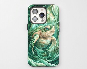 Sea Turtle Green Marble - Phone Case for iPhone 15 14 13 12 11 Pro Max - Tough Case for Samsung Galaxy S24 23 22 - Unique Gift for Him Her