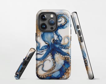 Blue Marble Octopus Phone Case: Sleek Protective Design